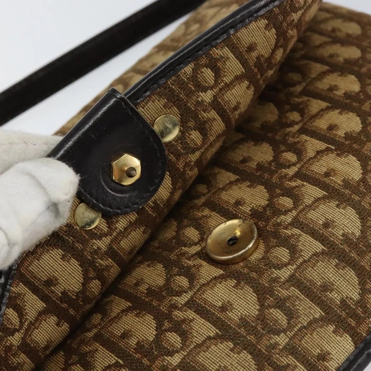 Christian Dior Vintage Trotter Canvas, Beige, Canvas, Shoulder Bag