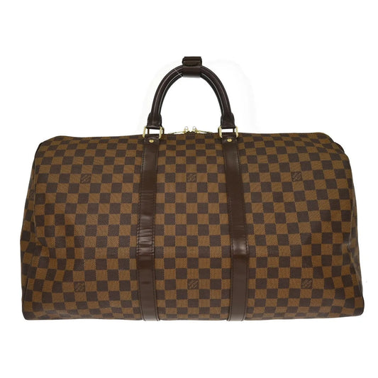 Louis Vuitton Keepall Damier Ebene, Brown, Canvas, Travel Bag