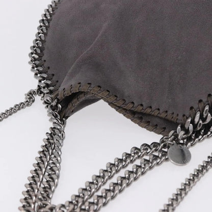 Stella McCartney Falabella Fold Over Faux Leather, Gray, Polyester, Shoulder Bag