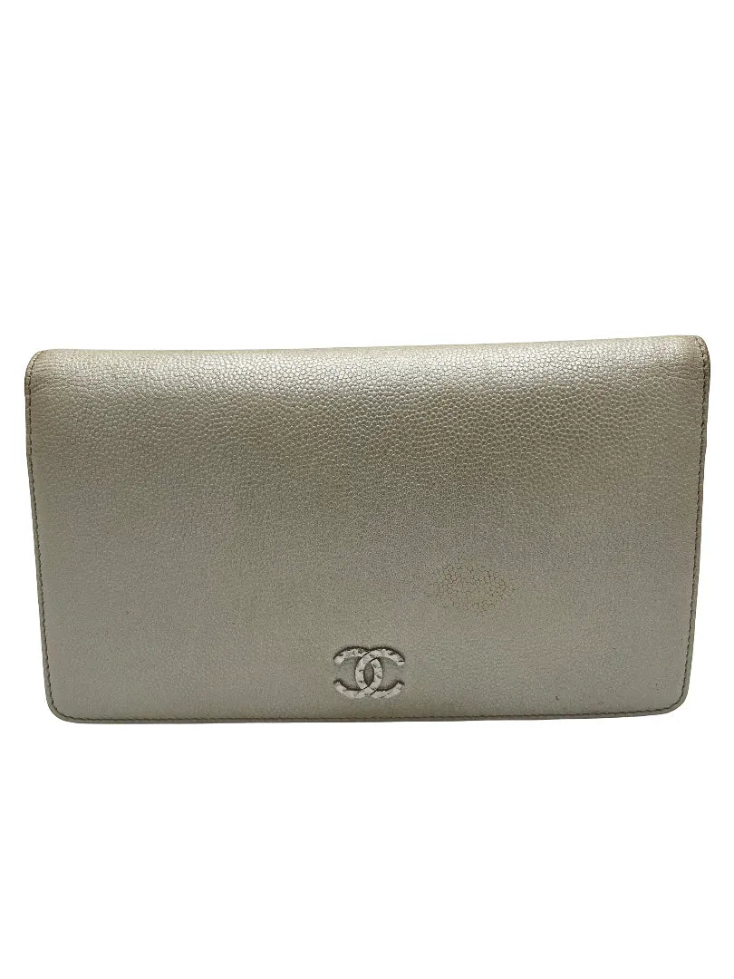Chanel CC bifold wallet leather, Beige, Leather, Wallet