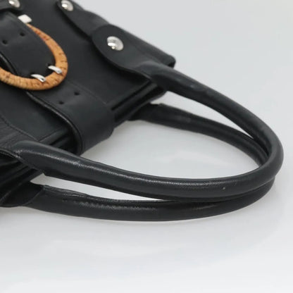 Salvatore Ferragamo Gancini Leather, Black, Leather, Handbag