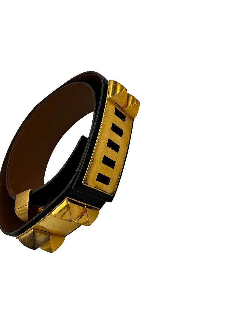 Hermes Collier de Chien Belt Leather, Black, Leather, Belt