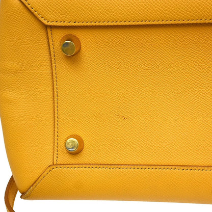 Celine Belt Textured Leather, Yellow, Leather, Handbag