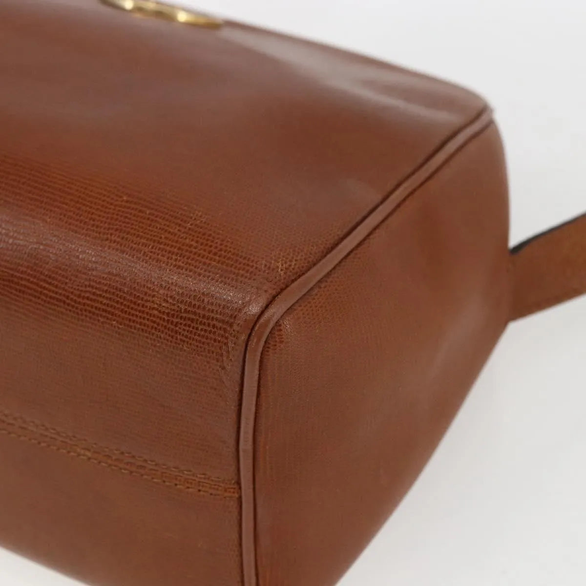 Celine Vintage Circle Logo Leather, Brown, Leather, Shoulder Bag