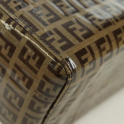 Fendi Mamma Baguette Zucca patent leather, Brown, Canvas, Shoulder Bag