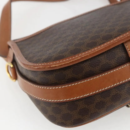 Celine Vintage Macadam Canvas and Leather, Brown, Canvas, Shoulder Bag