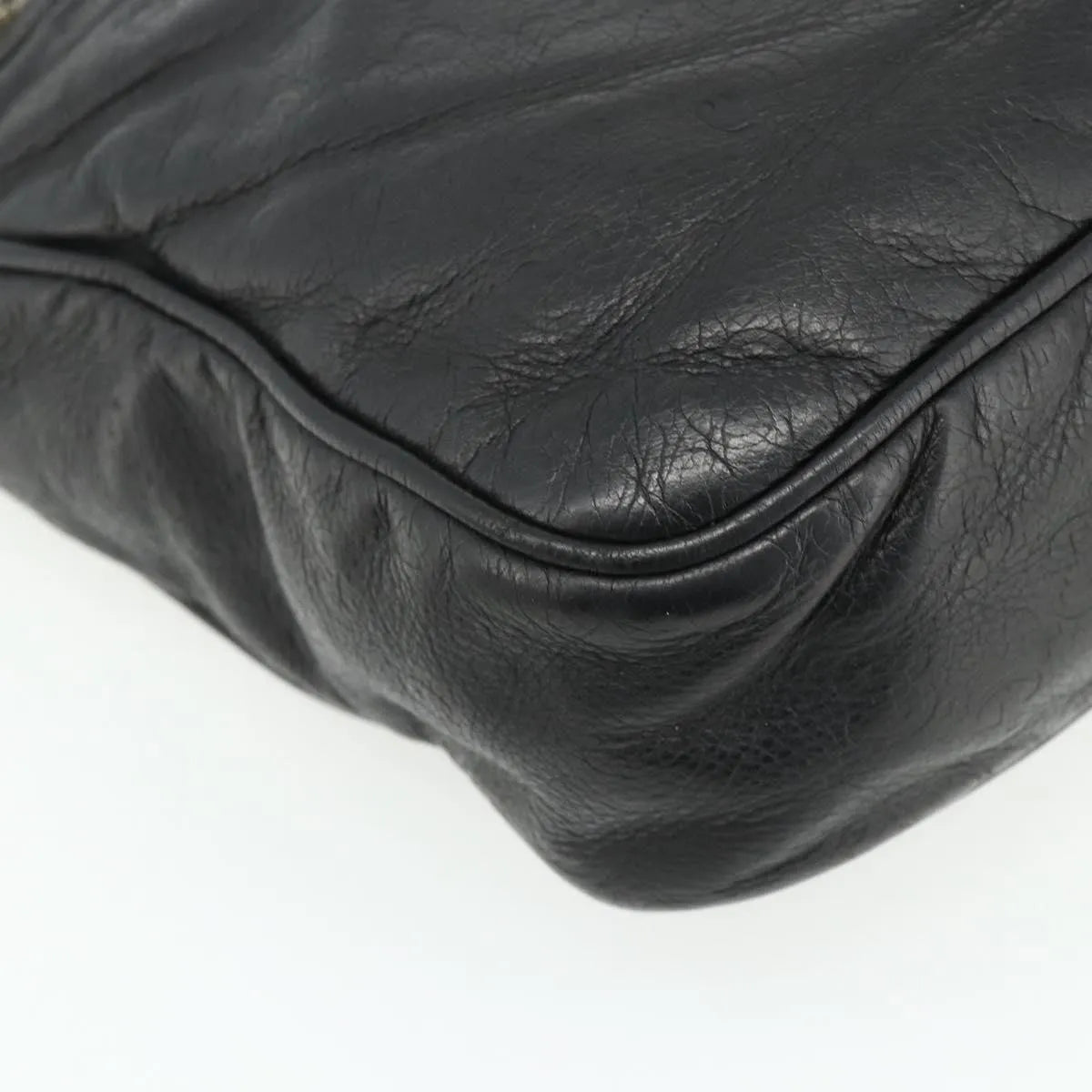 Gucci Front Zip Messenger Guccissima Leather, Black, Leather, Shoulder Bag