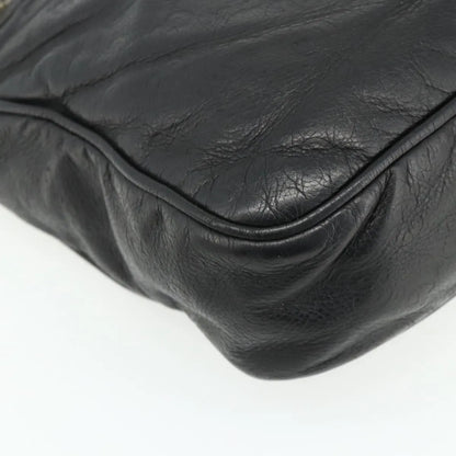 Gucci Front Zip Messenger Guccissima Leather, Black, Leather, Shoulder Bag