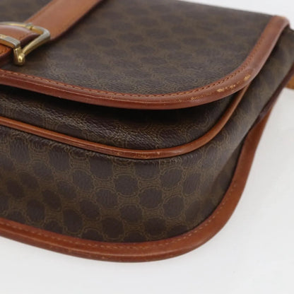 Celine Vintage Macadam Canvas and Leather, Brown, Canvas, Shoulder Bag