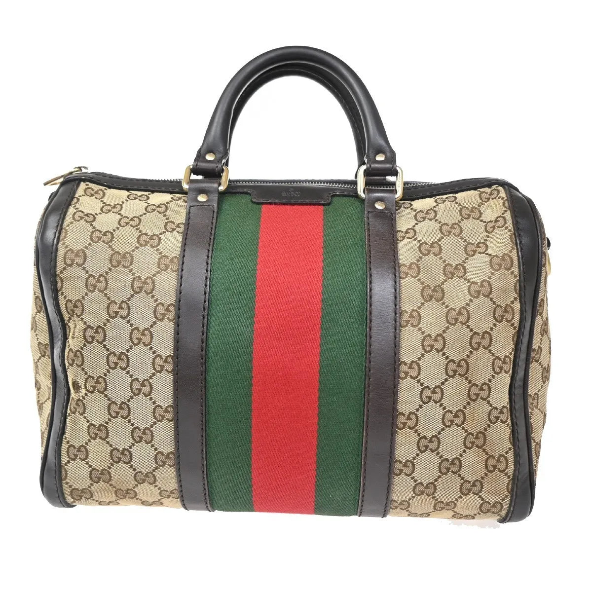 Gucci Vintage Web Boston GG Canvas, Brown, Canvas, Handbag