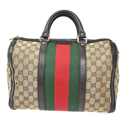 Gucci Vintage Web Boston GG Canvas, Brown, Canvas, Handbag