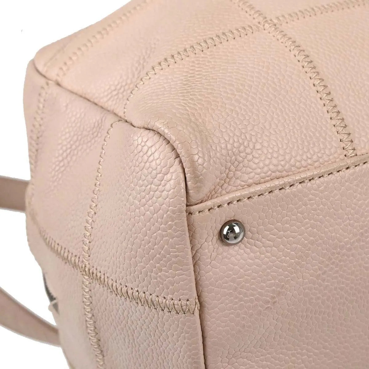Chanel Square Stitch Bowler Quilted Calfskin, Pink, Leather, Shoulder Bag