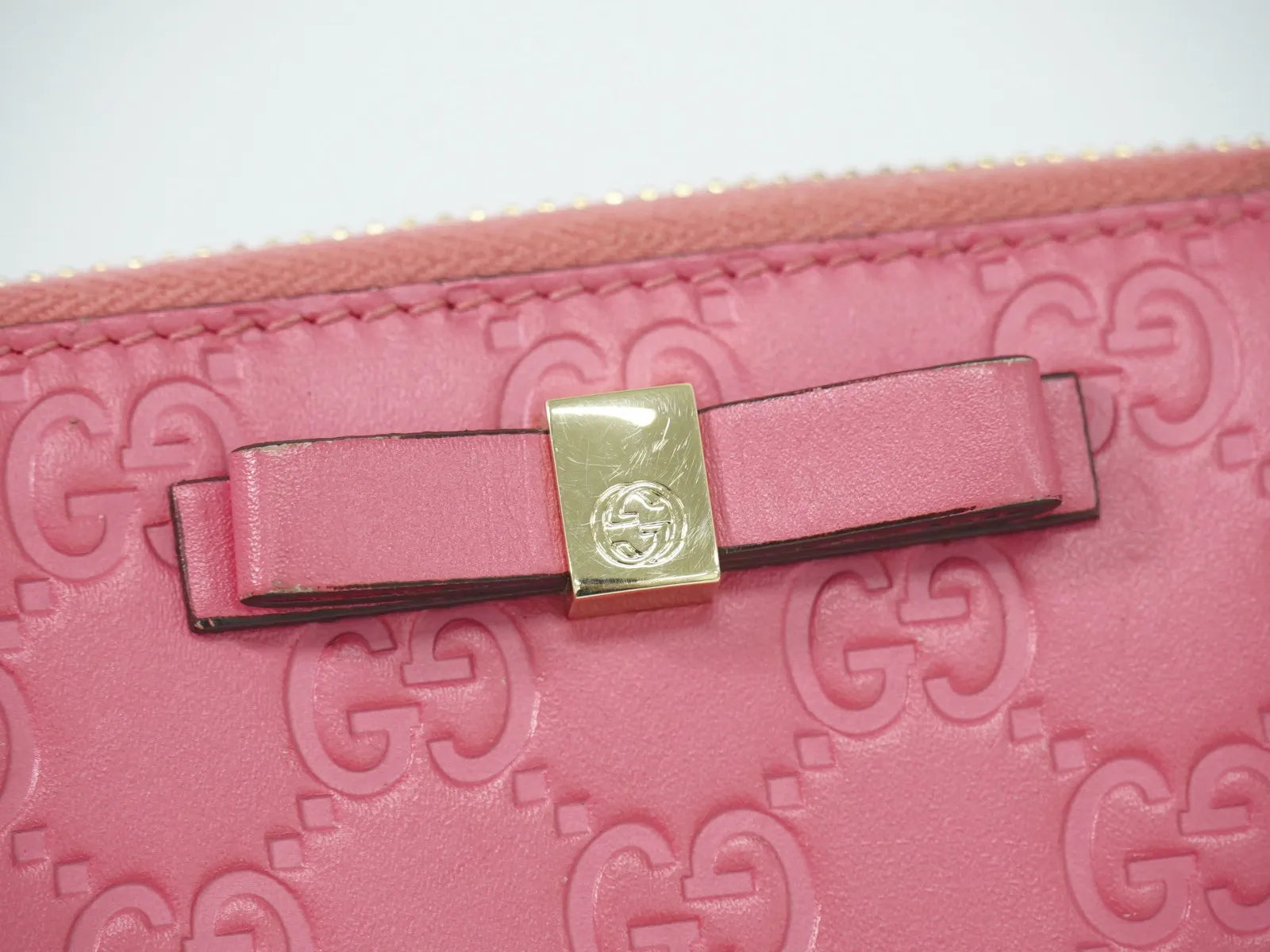 Gucci Zip Around Wallet (Outlet) Microguccissima Leather, Pink, Leather, Wallet