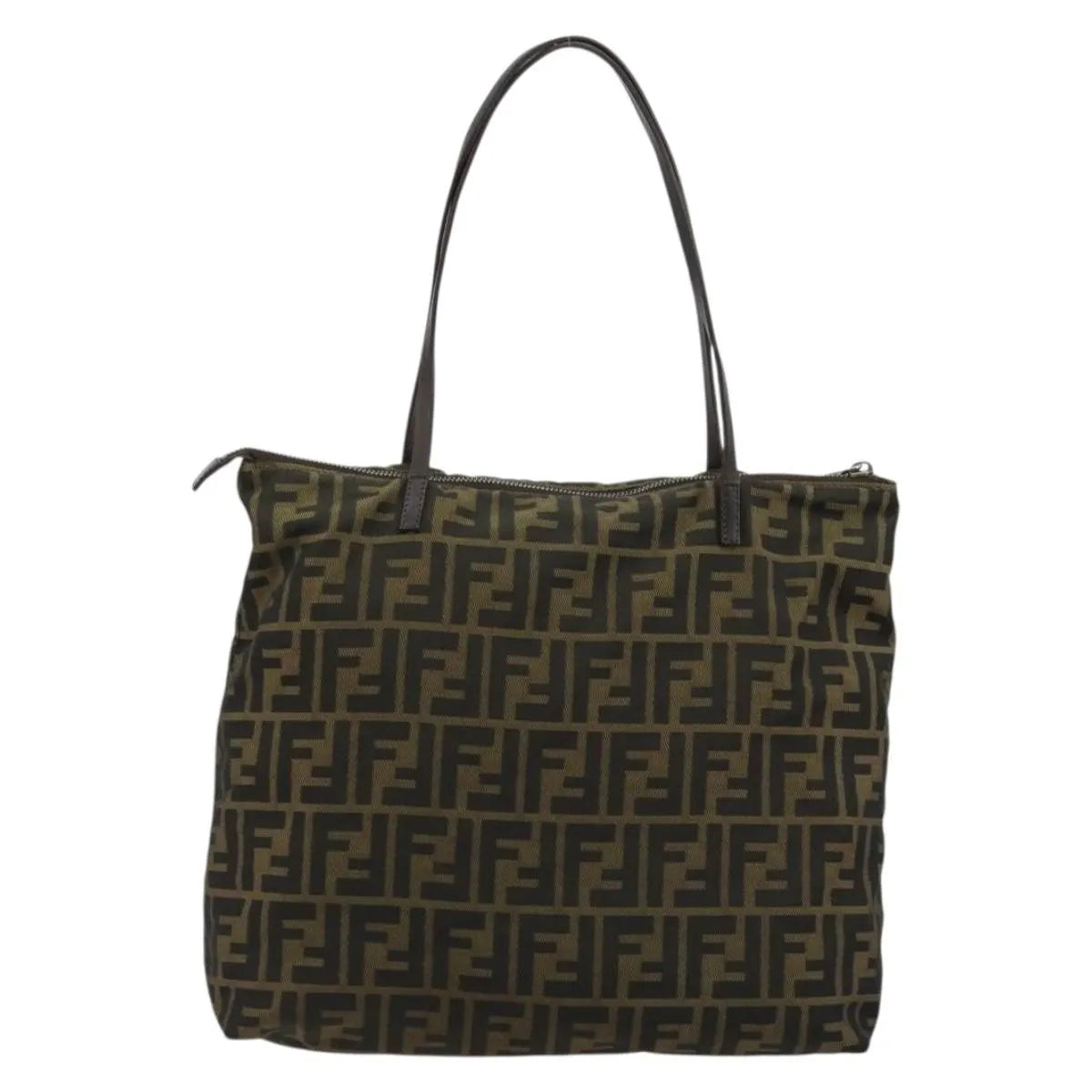 Fendi Zucca Tote Canvas, Black, Canvas, Handbag