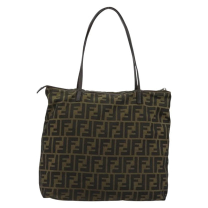 Fendi Zucca Tote Canvas, Black, Canvas, Handbag