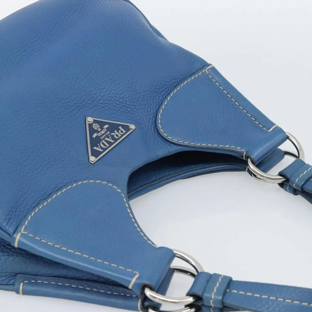 Prada Vitello Daino Convertible Tote Vitello Daino, Blue, Leather, Handbag