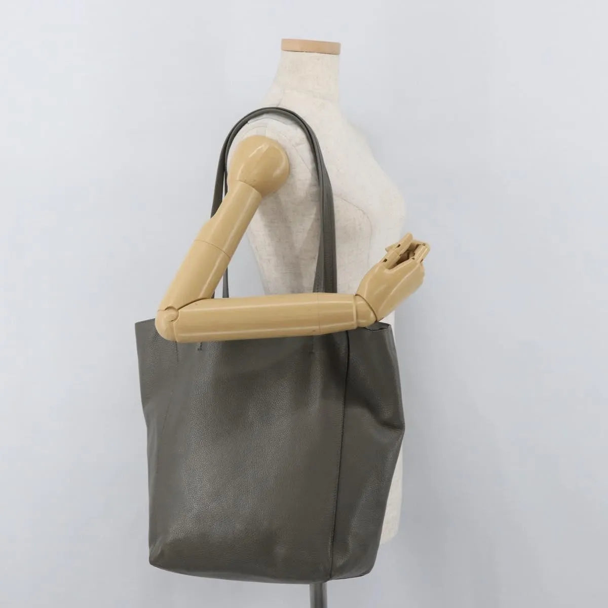 Celine Phantom Cabas Tote Leather, Gray, Leather, Tote Bag