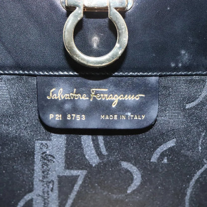 Salvatore Ferragamo Vintage Gancini Chain Leather, Black, Leather, Shoulder Bag