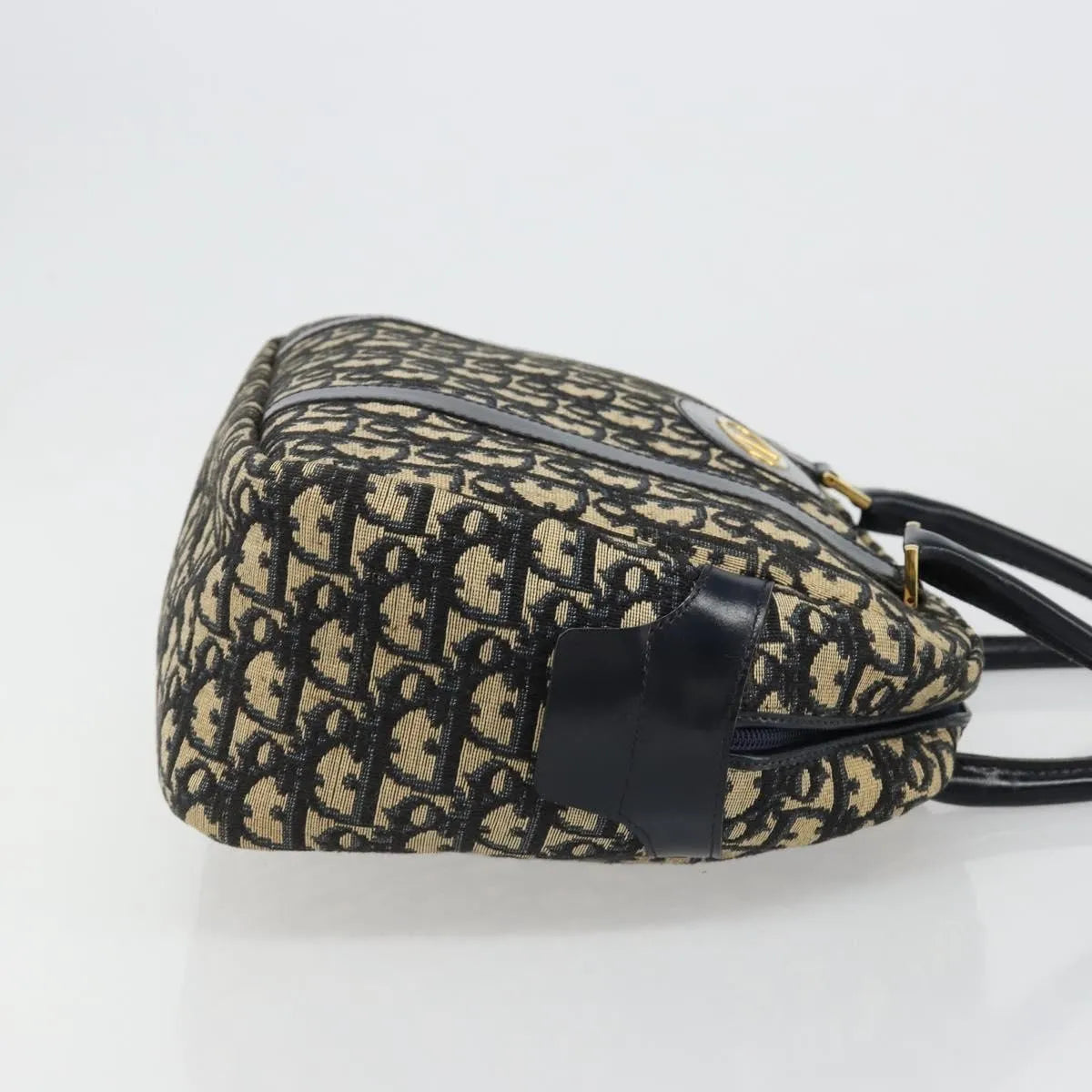 Christian Dior Vintage Trotter Boston Diorissimo Canvas, Navy, Canvas, Handbag
