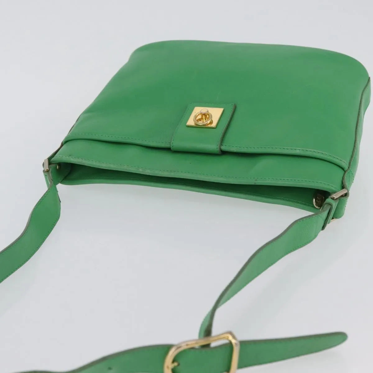 Celine Vintage Leather, Green, Leather, Shoulder Bag