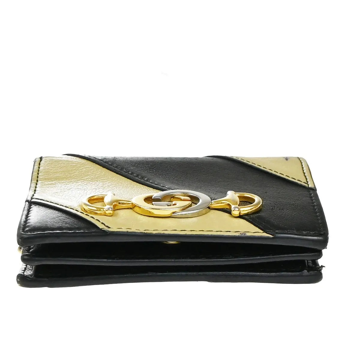 Gucci Zumi Chain Card Case Diagonal Quilted Leather, Black, Leather, Wallet