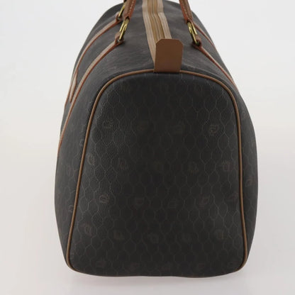 Christian Dior Vintage Honeycomb Boston Canvas and Leather, Black, Canvas, Travel Bag