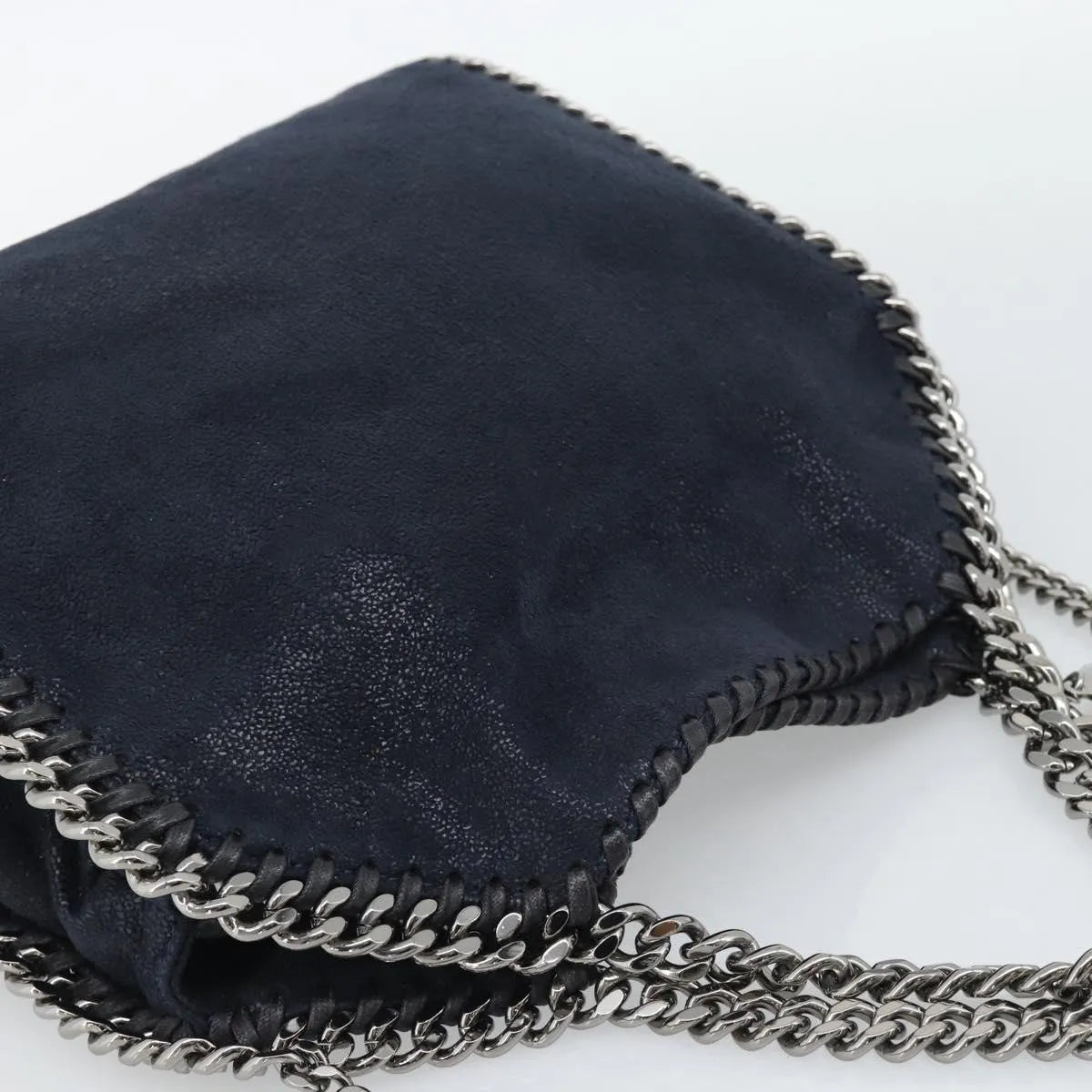 Stella McCartney Falabella Fold Over Faux Leather, Navy, Polyester, Shoulder Bag