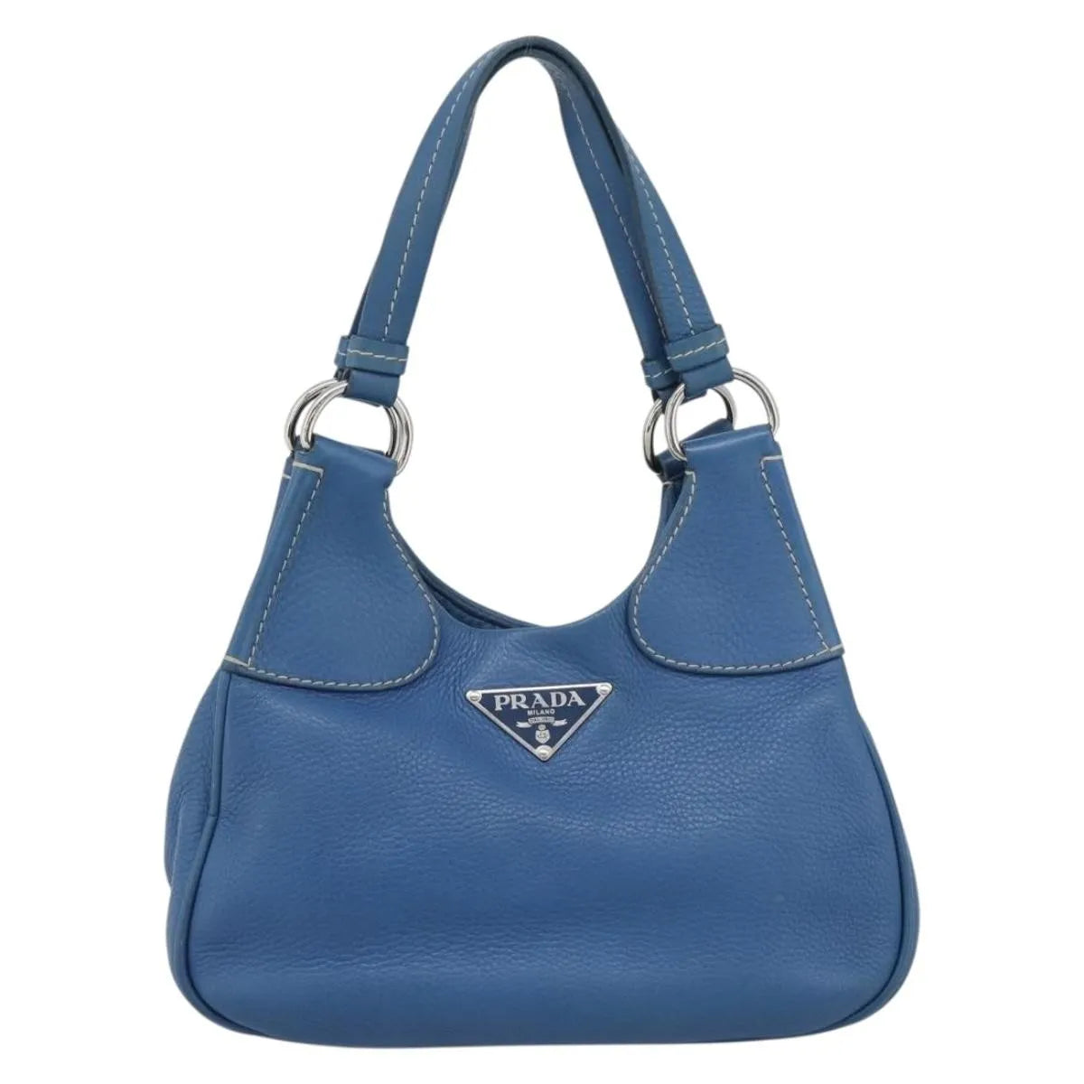 Prada Vitello Daino Convertible Tote Vitello Daino, Blue, Leather, Handbag