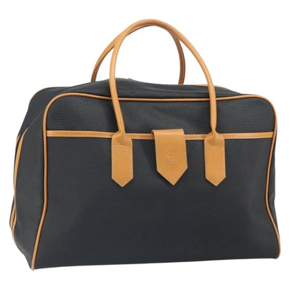 Saint Laurent Vintage Boston PVC Leather, Black, Canvas, Travel Bag
