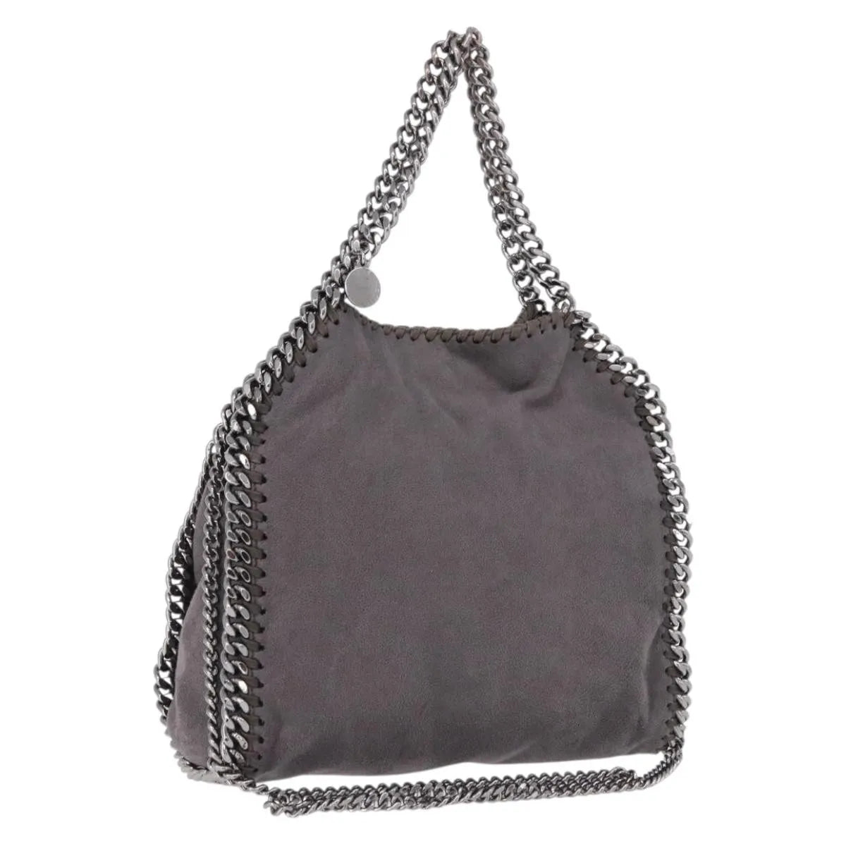 Stella McCartney Falabella Fold Over Faux Leather, Gray, Polyester, Shoulder Bag