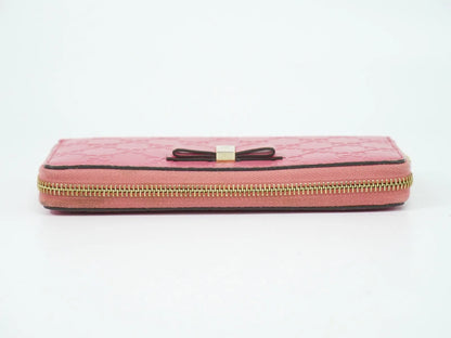 Gucci Zip Around Wallet (Outlet) Microguccissima Leather, Pink, Leather, Wallet
