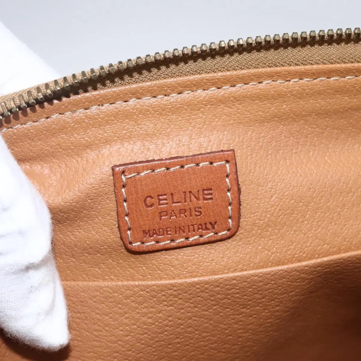 Celine Macadam Pochette Canvas, Brown, Canvas, Clutch