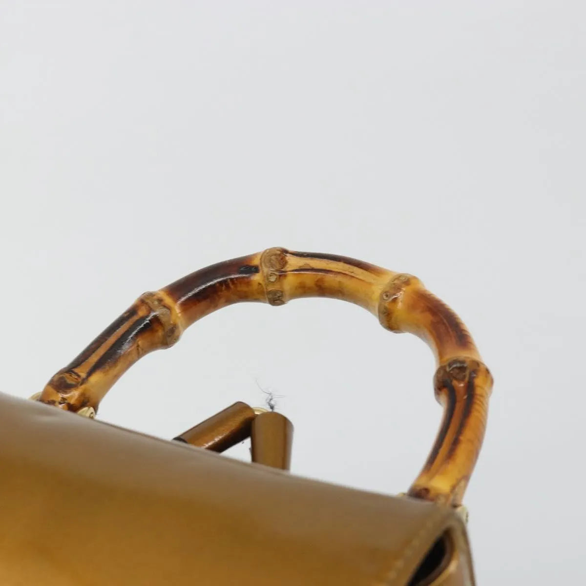 Gucci Vintage Bamboo Patent, Gold, Patent Leather, Backpack