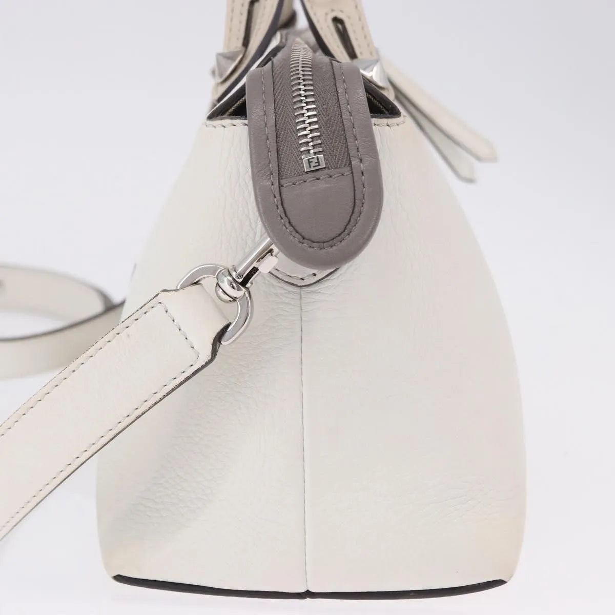 Fendi By The Way Satchel M, White, Leather, Crossbody Bag
