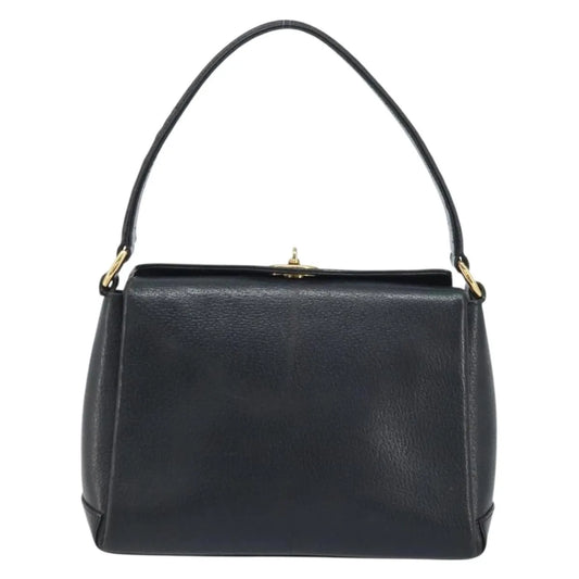 Gucci Vintage Convertible Bamboo Box Leather, Black, Leather, Handbag