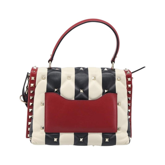 Valentino Garavani Candystud Top Handle Leather, Red, Leather, Handbag