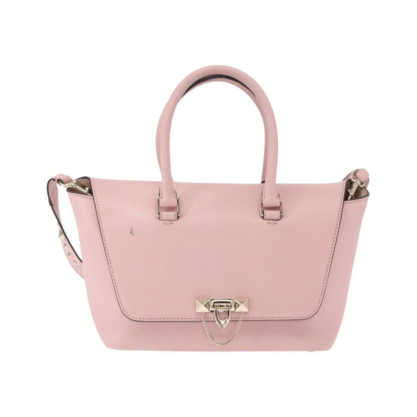 Valentino Garavani Demilune Flap Satchel Leather, Pink, Leather, Handbag