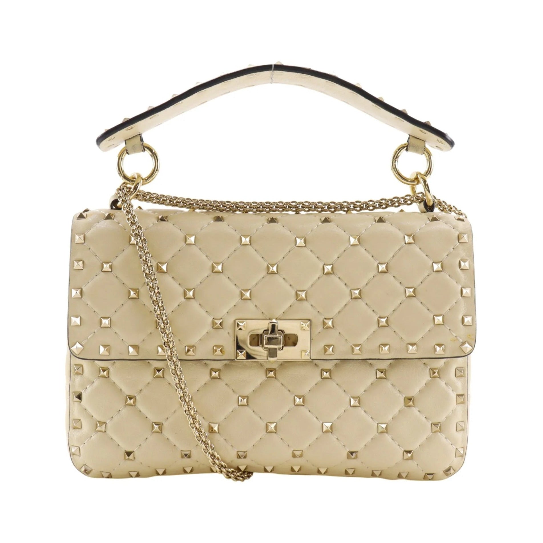 Valentino Garavani Free Rockstud Spike Flap Quilted Leather, White, Leather, Handbag