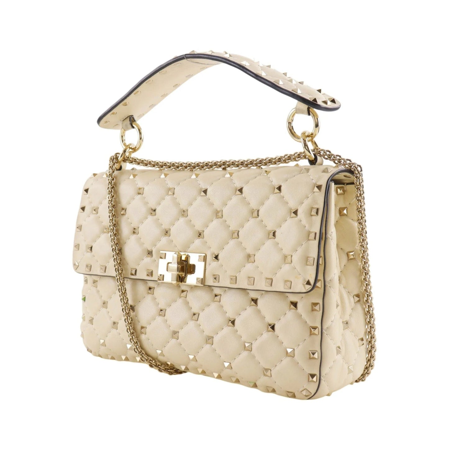 Valentino Garavani Free Rockstud Spike Flap Quilted Leather, White, Leather, Handbag