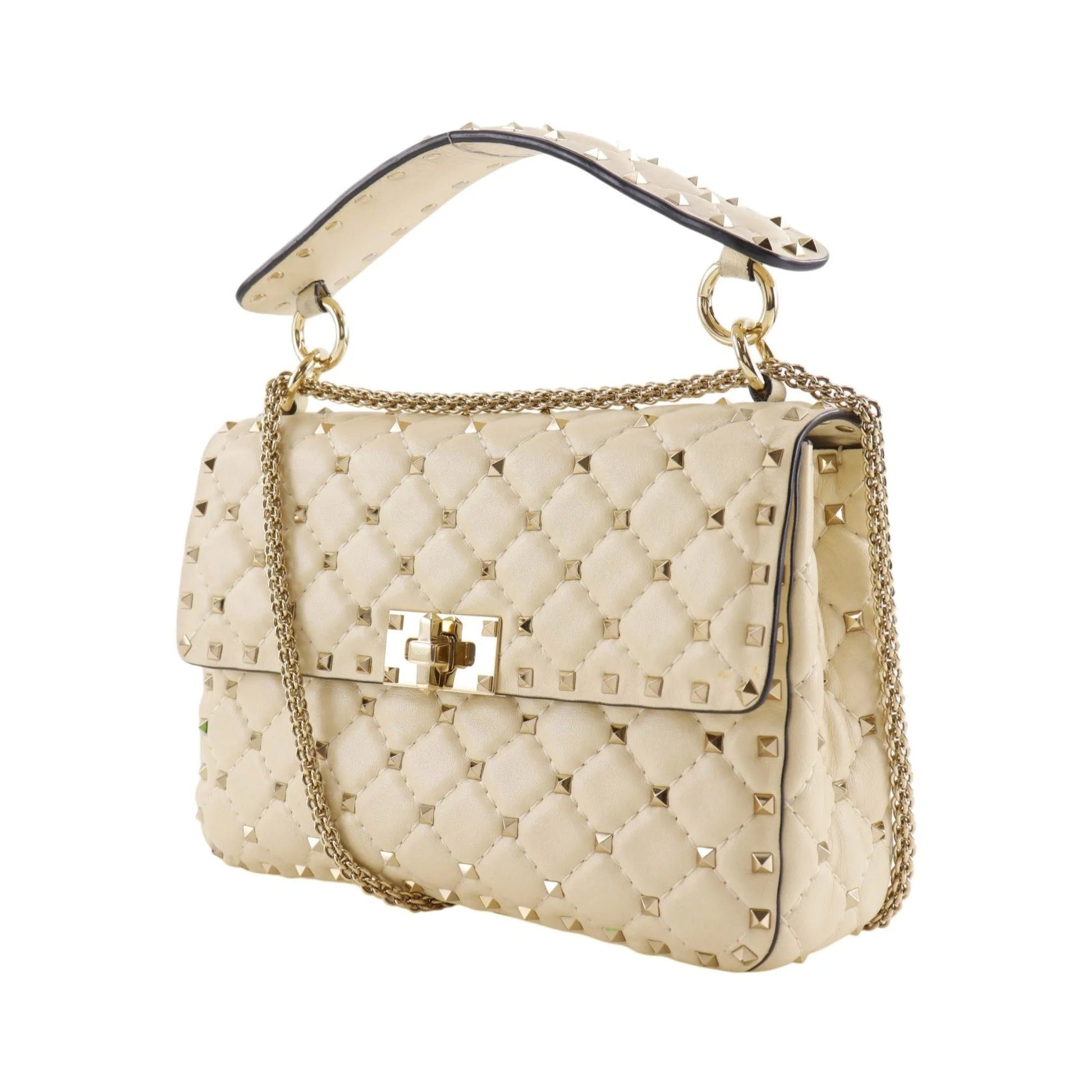Valentino Garavani Free Rockstud Spike Flap Quilted Leather, White, Leather, Handbag