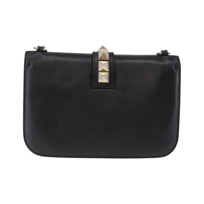 Valentino Garavani Glam Lock Leather, Black, Leather, Shoulder Bag