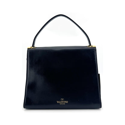 Valentino Garavani My Rockstud Satchel Leather, Black, Leather, Handbag