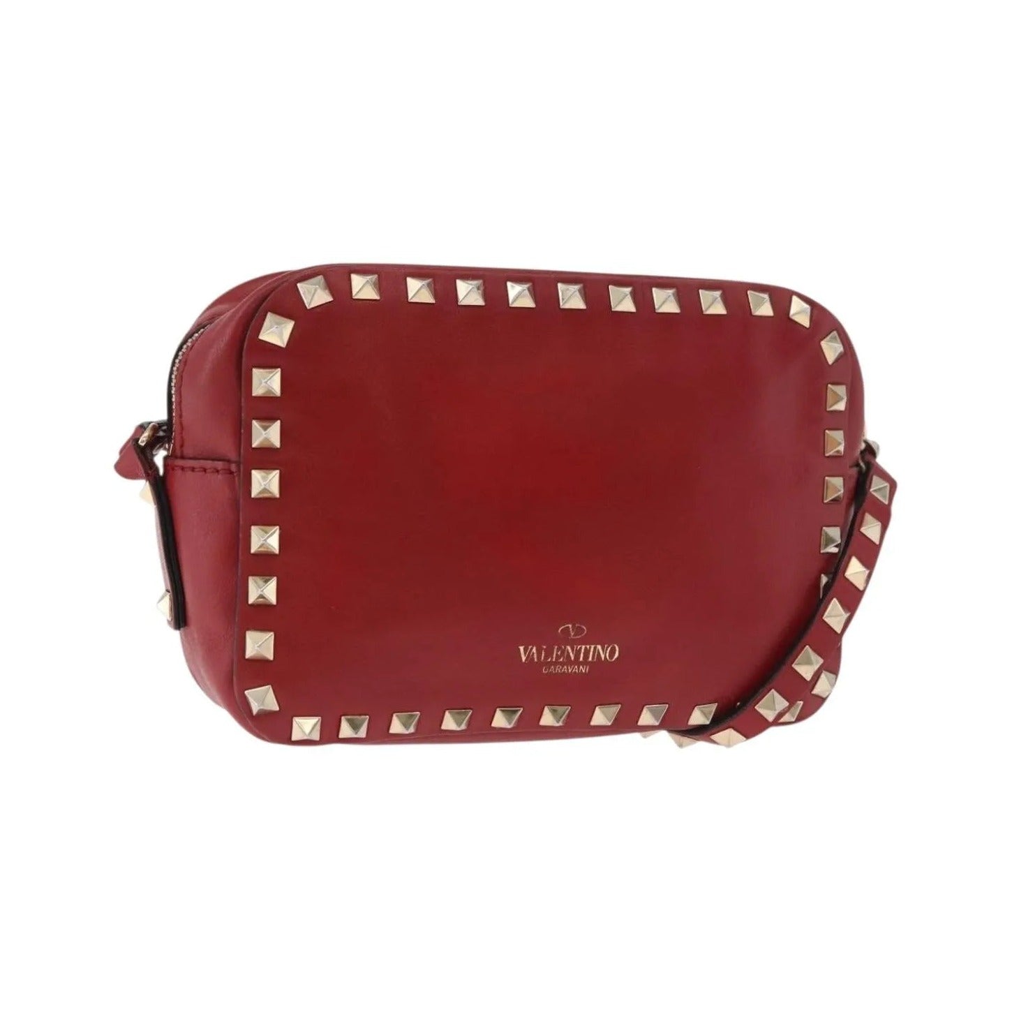 Valentino Garavani Rockstud Camera Leather, Red, Leather, Shoulder Bag