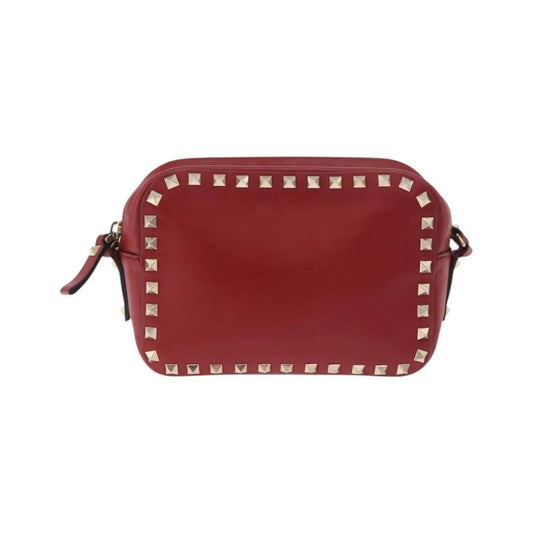 Valentino Garavani Rockstud Camera Leather, Red, Leather, Shoulder Bag