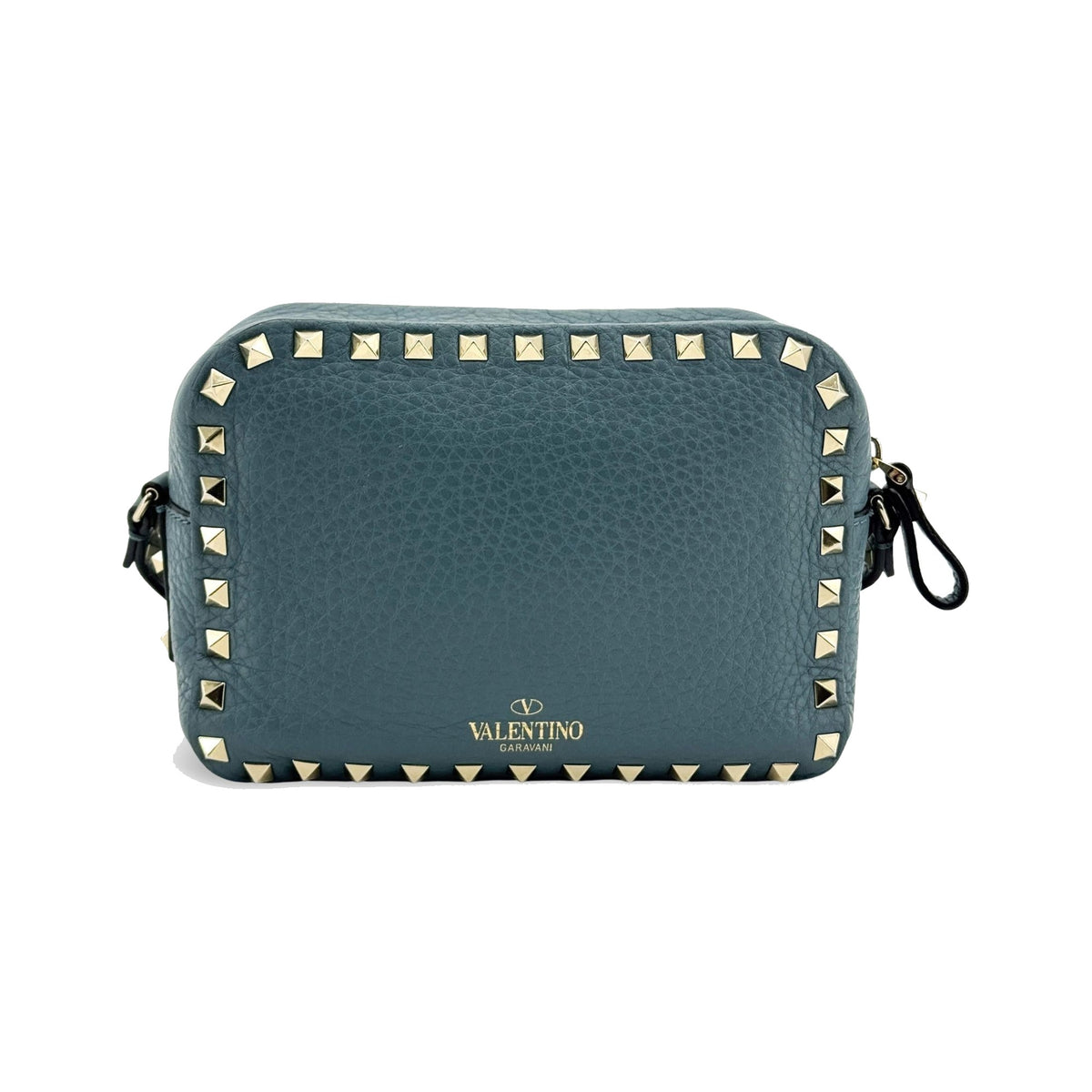 Valentino Garavani Rockstud Camera Leather, Blue, Leather, Crossbody Bag