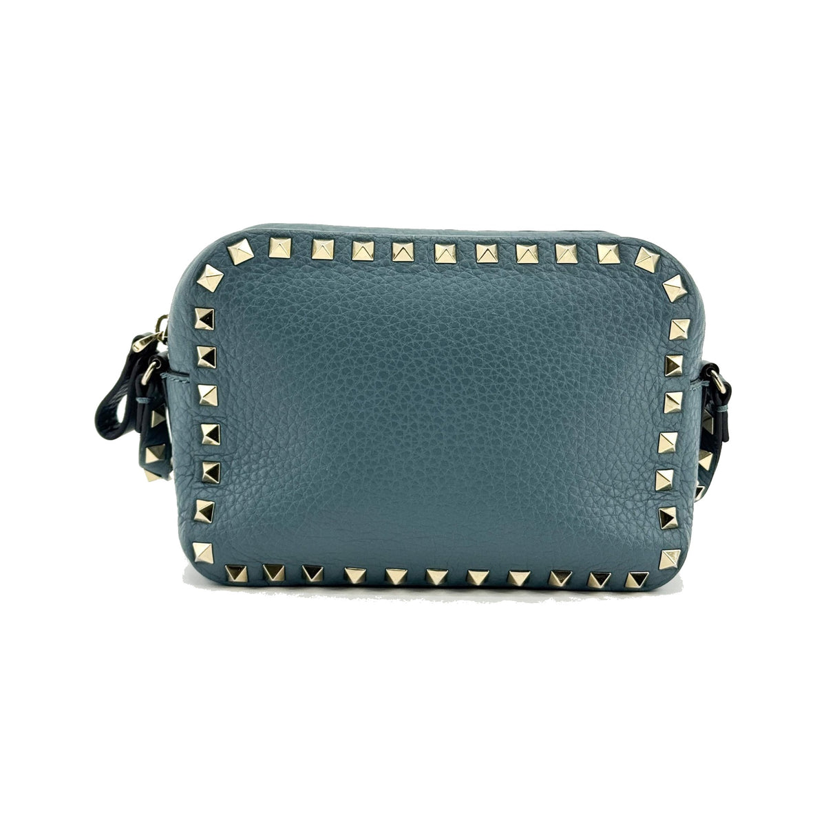 Valentino Garavani Rockstud Camera Leather, Blue, Leather, Crossbody Bag