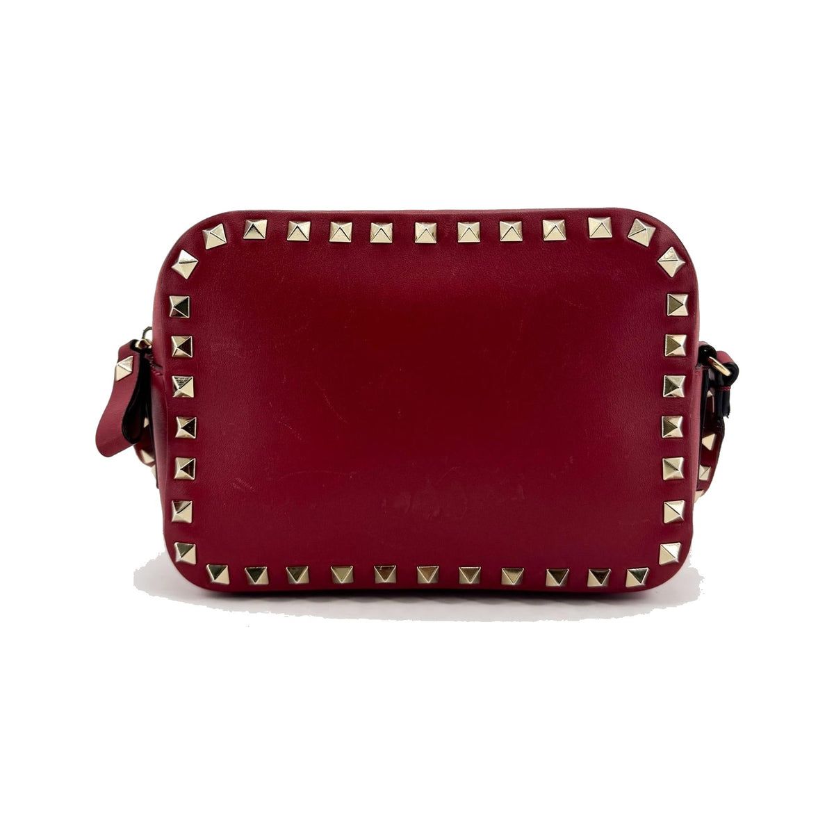 Valentino Garavani Rockstud Camera Leather, Red, Leather, Crossbody Bag