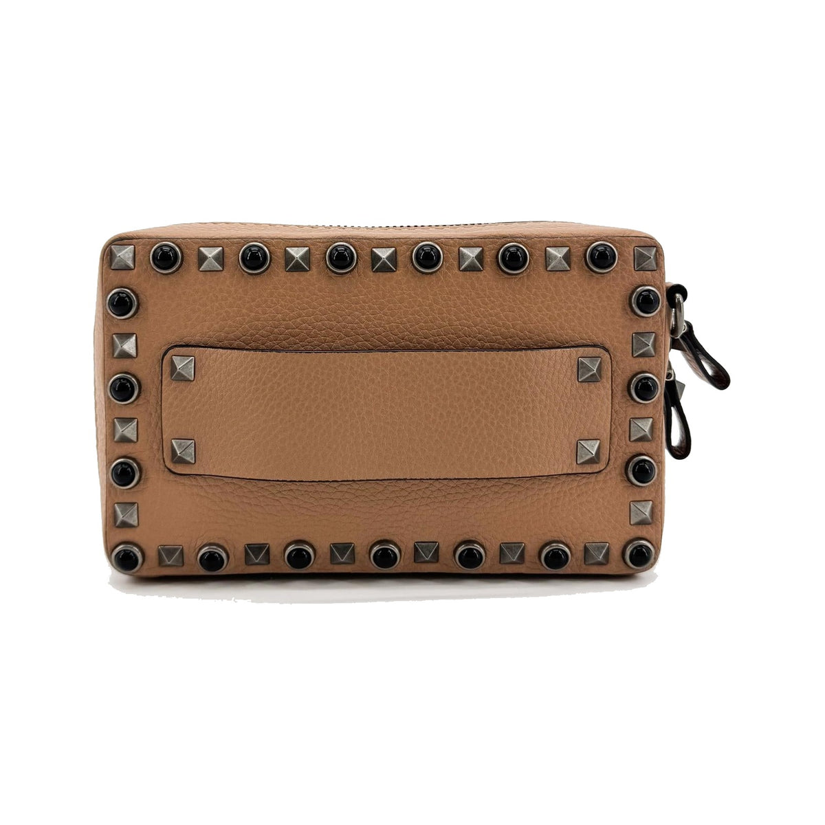 Valentino Garavani Rockstud Chain Camera Leather, Brown, Leather, Crossbody Bag