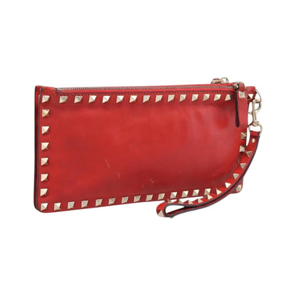 Valentino Garavani Rockstud Clutch Leather, Black, Leather, Clutch