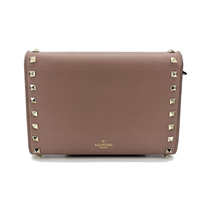 Valentino Garavani Rockstud Envelope Chain Leather, Beige, Leather, Crossbody Bag